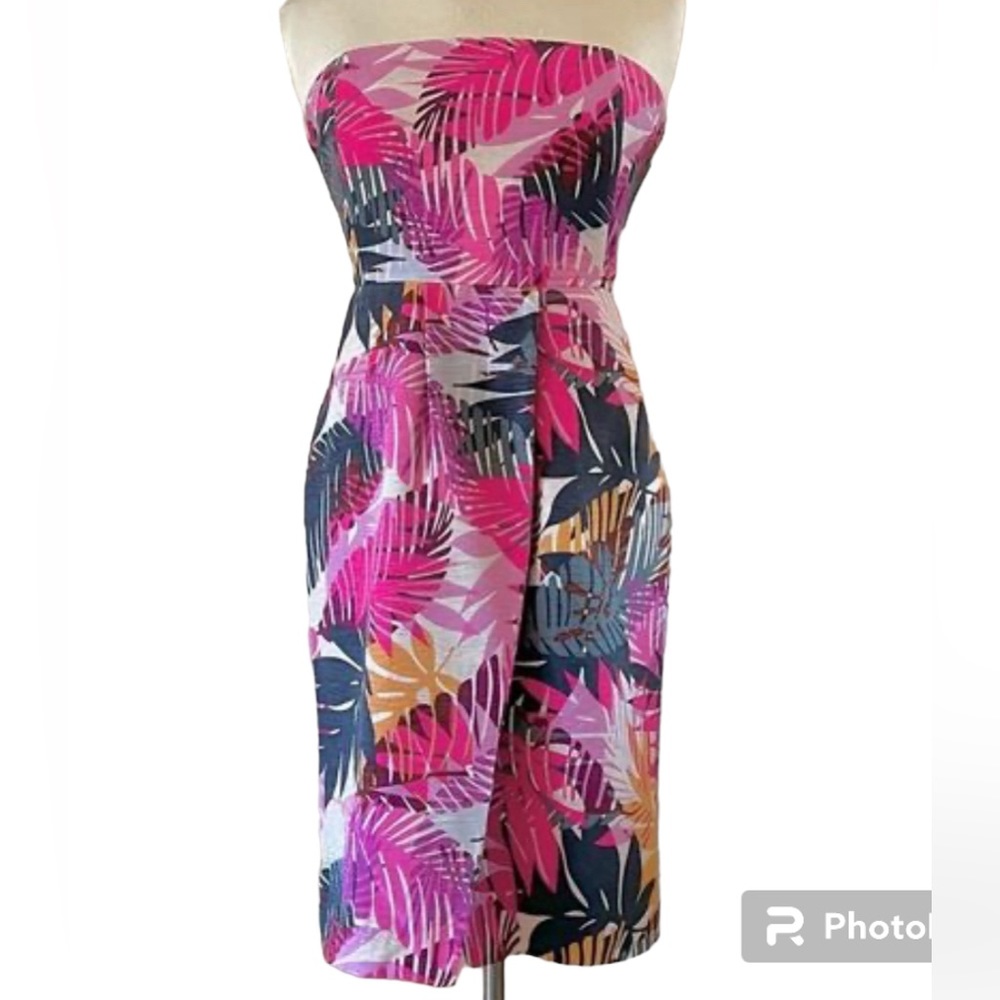 Banana Republic Strapless Tropical Mini Dress - Pink, Purple, Orange